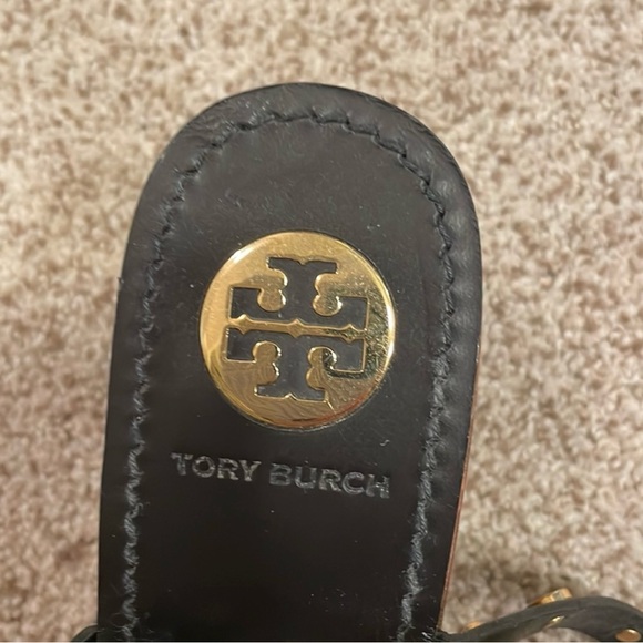 Tory Burch Black Sandals with Gold Studs, size 7, Like New - Picture 2 of 4